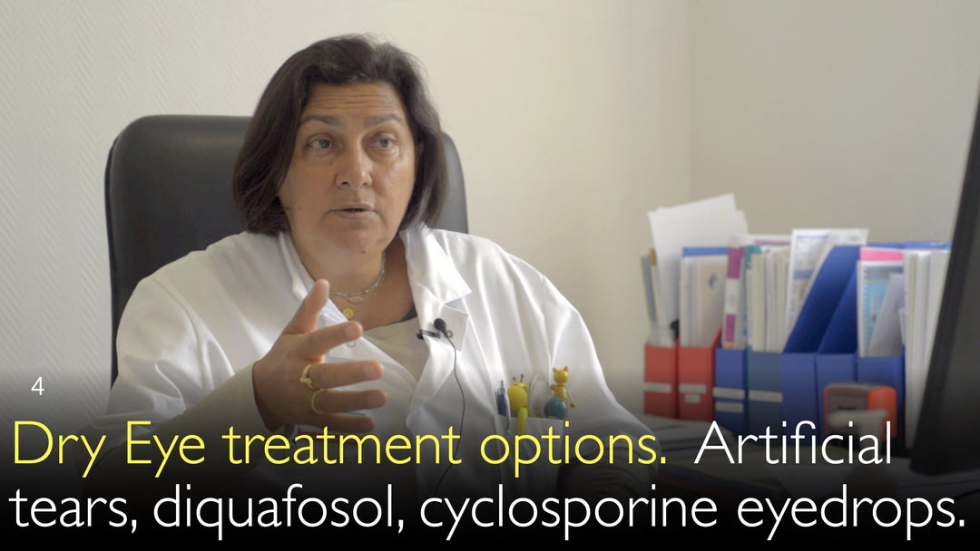 Behandlingsalternativ vid torra ögon 
 
 Konstgjorda tårar 
 Diquafosol 
 Cyklosporinögondroppar